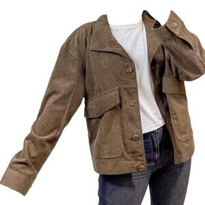 Avec Les Filles Brown Corduroy Jacket Shacket Button Up Size Medium